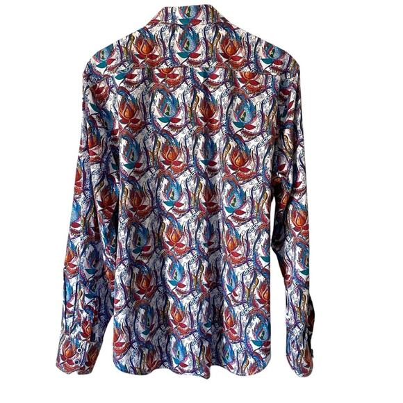 Robert Graham Hillard Cuff Floral Print Button Down Shirt size large - Picture 4 of 8